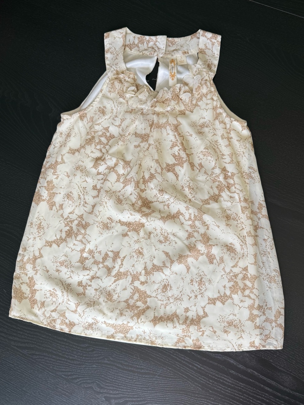 Adiva Cream Blouse with Beige Floral Accents